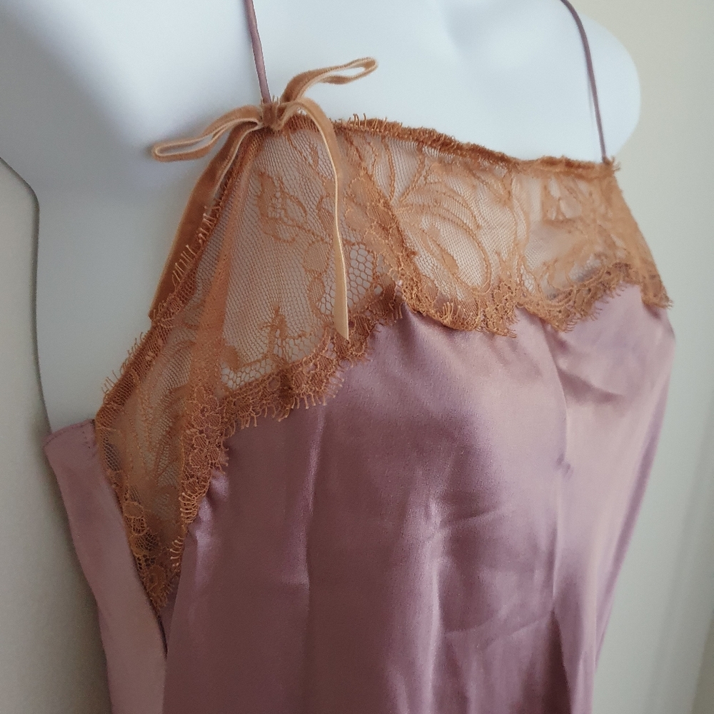 Victoria secret dark purple satin and lace slip size M